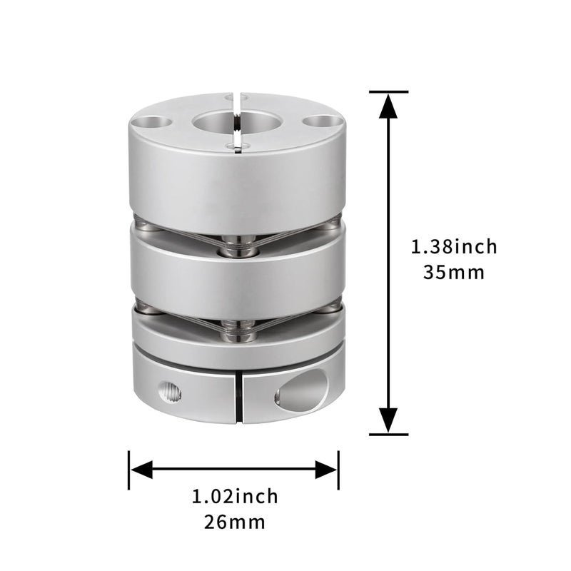 Gnd Flexible Shaft Coupling 6.35 to 10mm Diameter 26mm Length 35mm for Printing Machine Servo Electric Motor(6.35x10) - Image 2